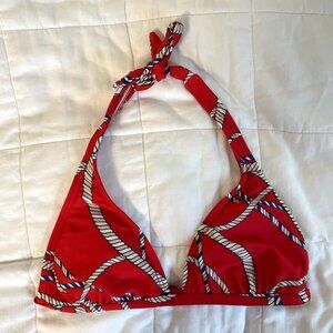 Gianni Bini Red, White, & Blue Nautical Rope Halter Bikini Top - M